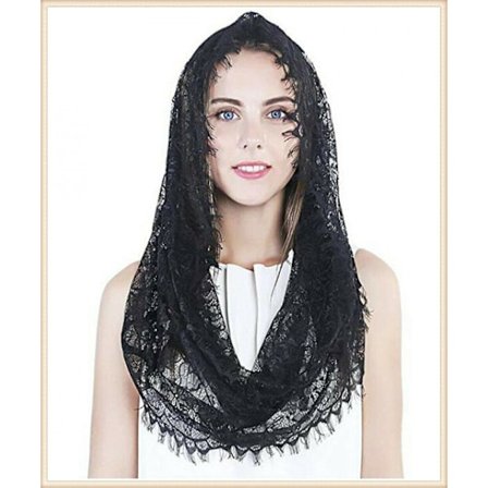 Kapel Slør Blomster Latin Messe Hovedbeklædning Blonder Sjal Mantilla Slør Til Kirke ,wz-1381 (FMY)