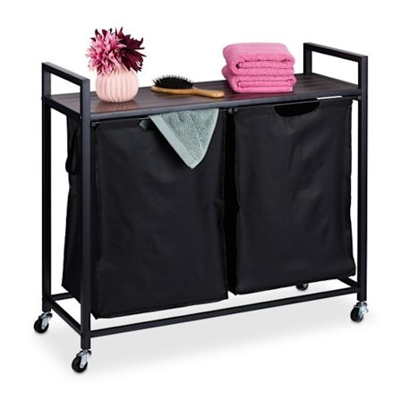 Tvättkorgsställ med hylla