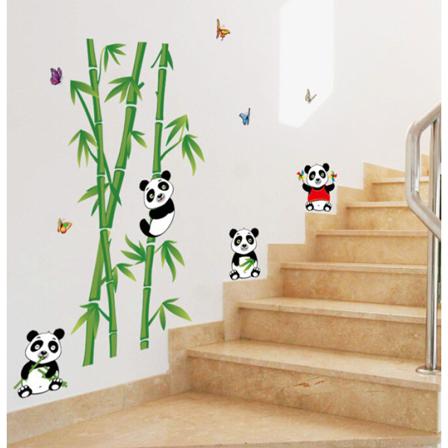 En uppsättning panda- och bambuväggdekaler dekorativa klistermärken vägg D