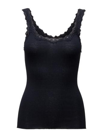 Silk Top W/ Lace T-shirts & Tops Sleeveless Sininen Rosemunde