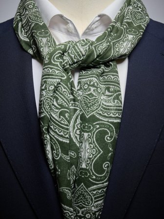 John Henric Men's Green Paisley Scarf Cotton Size Onesize