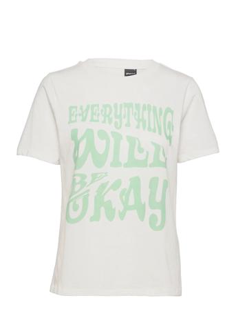 Printed Tee White Gina Tricot
