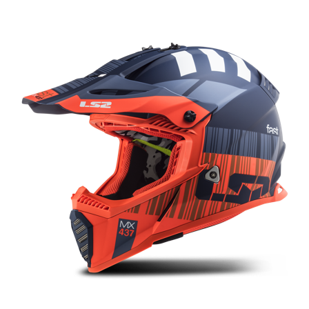 Casco Cross LS2 MX437 Fast Mini Evo Xcode Arancio Fluo-Blu M