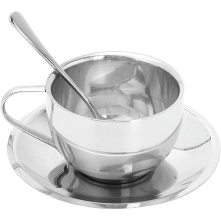 Tomaibaby 1 set rostfria kaffemuggar med fat i europeisk stil, lyxig metall kaffekopp och teservis i guld