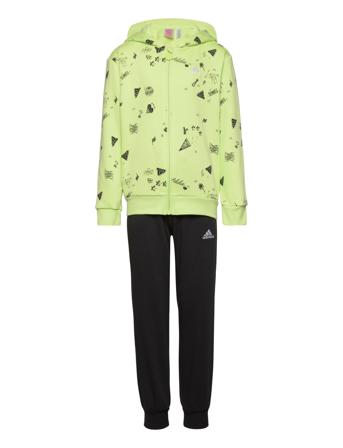 Brand Love Hooded Tracksuit Kids Sets Tracksuits Grønn Adidas Sportswear*Betinget Tilbud