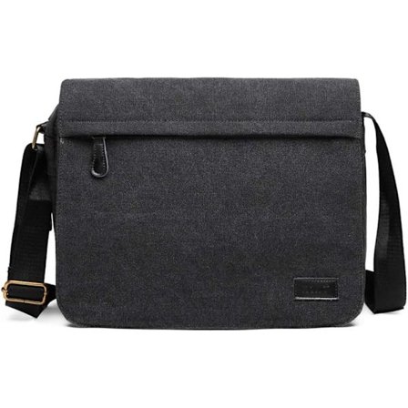 Messenger Bags, Herr Canvas Axelväska Retro Laptop Portfölj med Flera Fack för Skola Resa Affärer, Passar för 13 Tums Laptop(Svart)