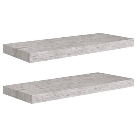 Vidaxl Svävande Vägghyllor 2 St Betonggrå 60x23,5x3,8 Cm Mdf Grå