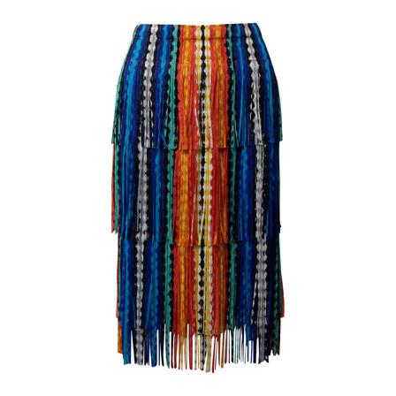 Issey Miyake Pleats Please Zig-Zag Fringe Kjol in Multicolor Polyester blå, Dam, Dam, Storlek: M
