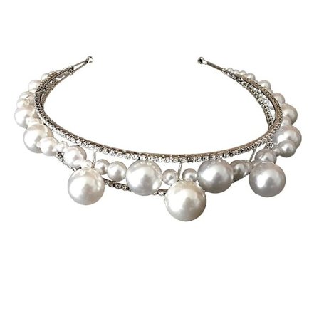 Hvite Kunstige Perle Hårbånd Brudeslør Hårbøyle Bryllup Hårtilbehør Perle Hårbånd For Kvinner Jenter