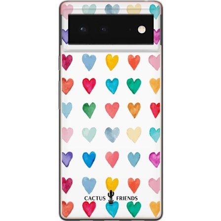 Kompatibelt Mobildeksel til Google Google Pixel 6 Cactus and Friends - Watercolor Love Grid