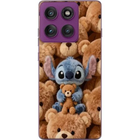 Yhteensopiva Puhelinkuori Motorola Edge 60 Pro Stitch ympäröity ruskeilla teddykarhuilla, joilla on pieni nallekarhu sylissään söpössä ja kodikkaassa