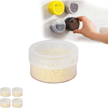 Magnetiska Kryddburkar, Kryddförvaringslåda med Transparent Lock, Vit 4 st