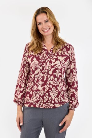 SIGNATURE - Langærmet T-shirt - Bordeaux Mix - Mønstret