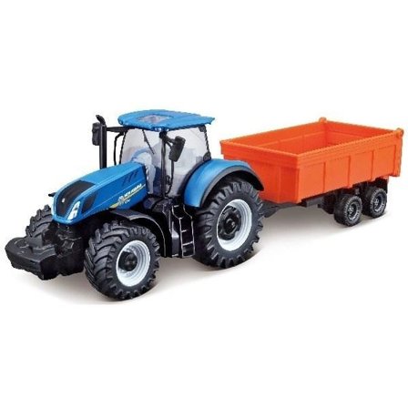 Tractor w/tipping trailer N.H T7.615 10cm Blå