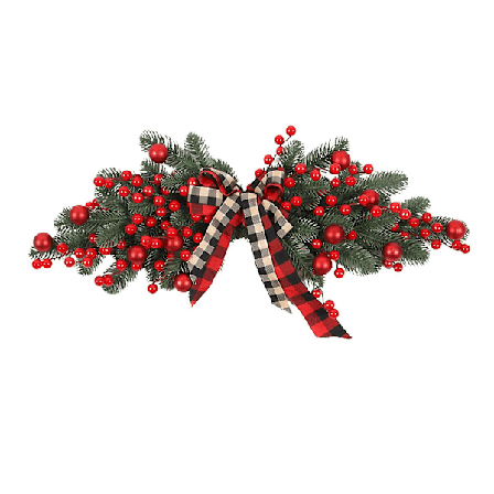 Jul Thanksgiving Girlang för ytterdörr Vägg Röd Frukt Rutig Jul Dekorativ Överstycke