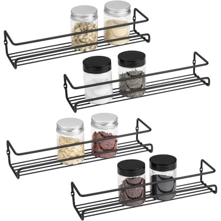 Krydderhylle-arrangør, 4-pakks veggmontert hylle med lim