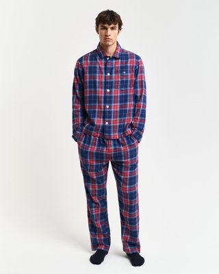 GANT - Pysjsett i flanell, skjorte og bukse med gaveeske til herre persian blue