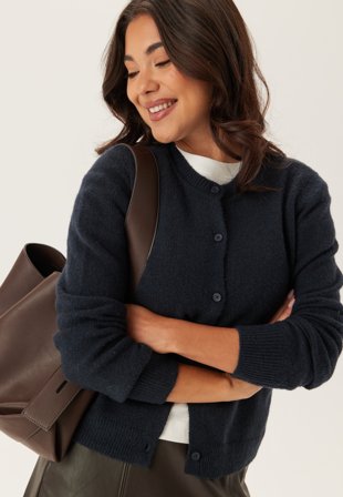 Pieces - Pcmalou Ls Knit Cardigan - Sky Captain Detail:melange - Kläder - - Bubbleroom