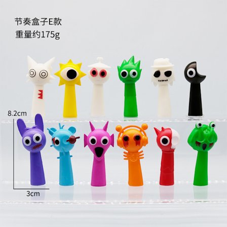 Xbi - Sprunki Plysj Rytmeboks Kreativ Tegnet Figur Pynt Blyanthette 12 stk E