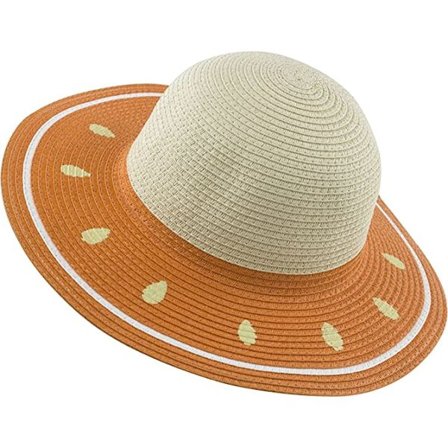 Orange-Girls Straw Hats, Kids Summer Sun Hat for Beach Travel Hi