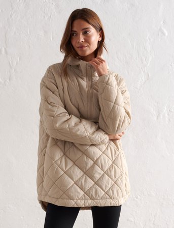 aim ́n Oversized Quilted Anorak - Beige - S