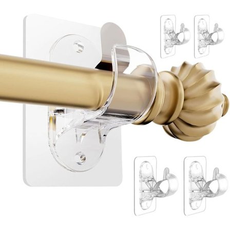 Självhäftande gardinstångshållare utan borrning - Justerbara gardinstångskrokar utan spik