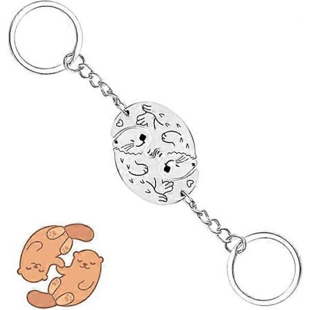 1 par Oter-nøkkelring Dyrepartner-nøkkelring Pusle-anheng Nøkkelring Oter-motiv Nøkkelring Gave til Valentinsdag/Jubileum[HK]