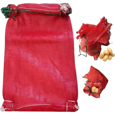 Kartoffel Opbevaringspose Løgpose 10 stk 55x85 cm Net Snøre 35 kg PE Kartoffelsæk Kraftig Rundstrikket