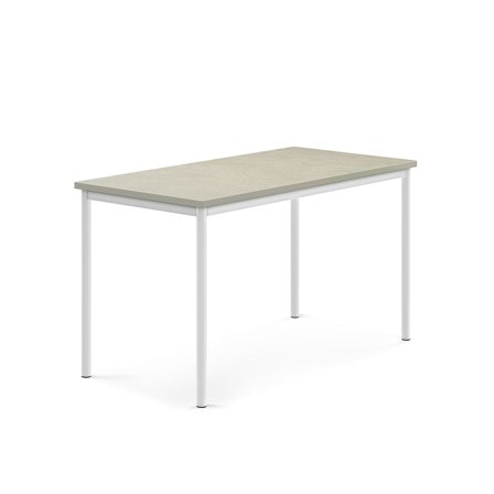 Desk SONITUS, 1400x700x760 mm, light grey linoleum, white