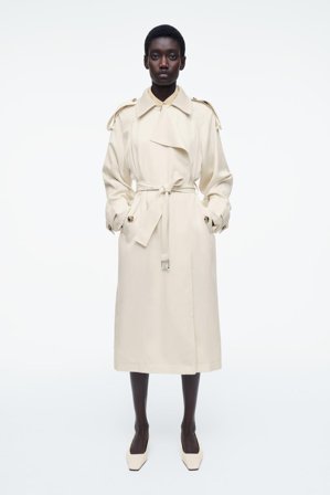 COS Women's Knitted Collar Trench Coat in Beige
