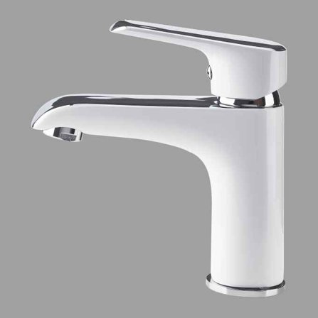 Tvättställsblandare vit och krom