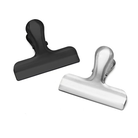 Primær farve rustfrit stål, sort-Medium rustfrit stål forsegling klip bærbar dokument forsegling klip snack klip til madpapir