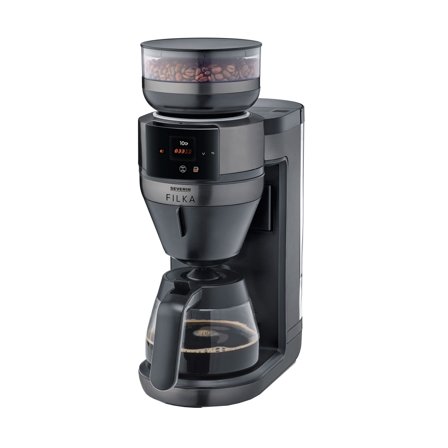 Severin FILKA kaffetrakter med glasskanne, mørk metallfinish - Kjøp kaffemaskin hos Bakeren og Kokken' - 'Inox