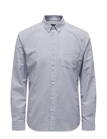 Onsremy Ls Reg Wash Stripe Oxford Shirt Blue ONLY & SONS