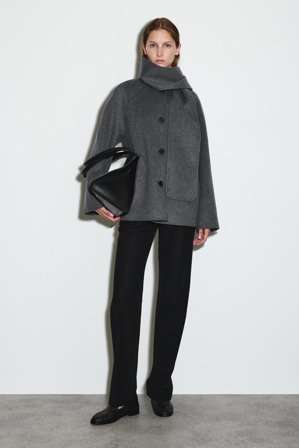 COS Double-Faced Wool Scarf Short Jacket in Grey - Women