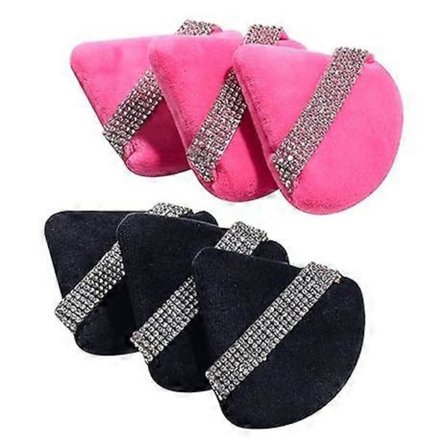 Trekantet Pudderpute, Vaskbar Gjenbrukbar, for Løst Pudder, Kosmetisk Foundation-svamp, Mineralpudder, 6-pakning