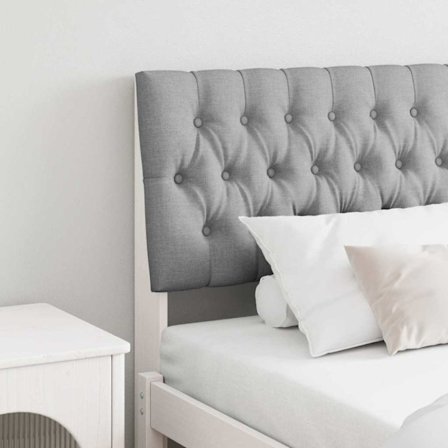 Klädd sänggavel Ljusgrå 180 cm Massiv furu