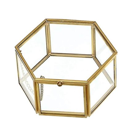 Glas Vintage Smykkeskrin Gylden Geometrisk Smykke Display Organizer Box Hjem Dekorativ Box Til (m
