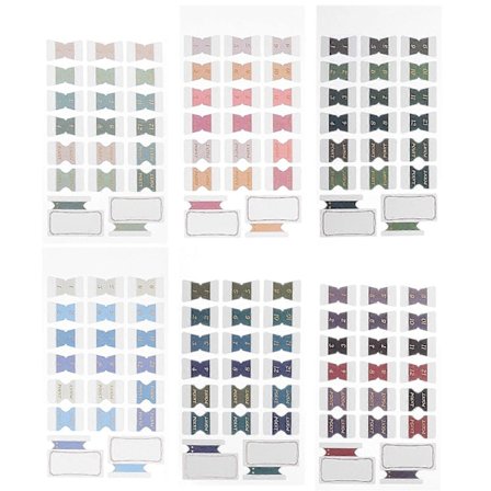 6 ark med fargerike faner, klistremerker, sidemarkører, vintage sidefaner, boklesingsnotatfaner