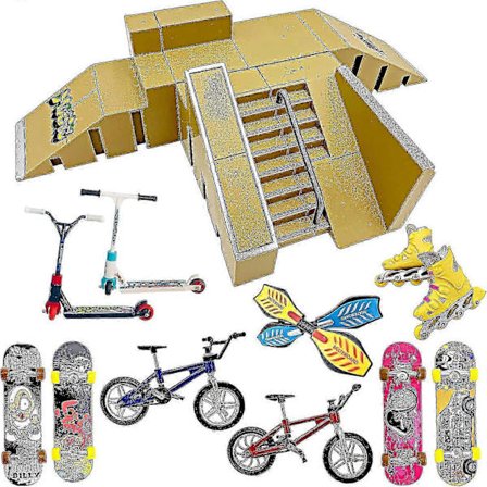 Stashables Sormiskeittilauta Ramppisetti - 16-osainen Täydellinen Skatepark-paketti Eri Lisätarvikkeilla