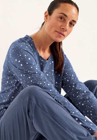 Cellbes of Sweden - Todelt pyjamas i gråblå for damer i størrelse 54/56