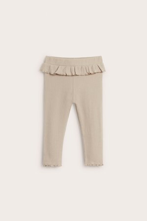 Kappahl | Prążkowane legginsy z falbaną | Beżowy