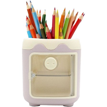 Pennställ Pennskrin med Låda för Barn, Kosmetisk Sminkborsthållare för Sminkbord, Söt Pennställ med Grisnos (Rosa)