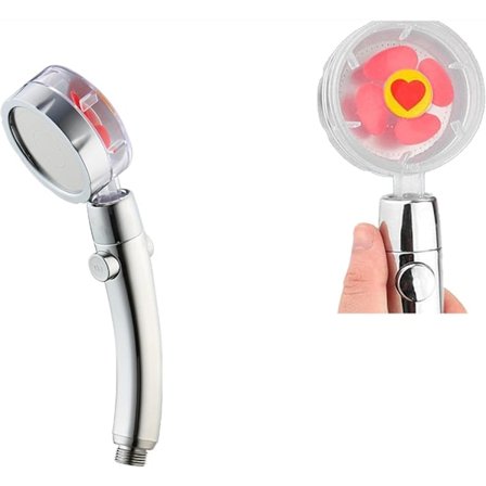 Avtagbart duschhuvud med 360 graders filter (rött, rakt handtag)