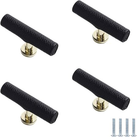 Møbelhåndtag 4 stykker Læder Skabsdørhåndtag Massiv Zinklegering Skabshåndtag Egnede til Garderober Skuffer Køkken Badeværelsesskabe