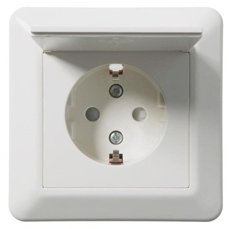 Elko EKO06619 Vägguttag infällt, jordat, 1-vägs, med lock, Strömbrytare & vägguttag