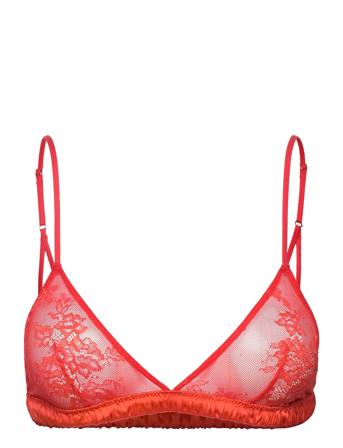 Understatement Underwear Lace Satin Triangle Bralette Röd