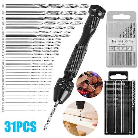 31 stk. Præcisionsstift Skruestik Hobby Mikro Bor Mini Mikro Hånd Rotationsværktøj - Perfekt