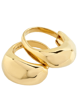 Pilgrim Harrison Rings, 2-In-1 Set, Gold-Plated Smycken & klockor Dam Guld ONESIZE