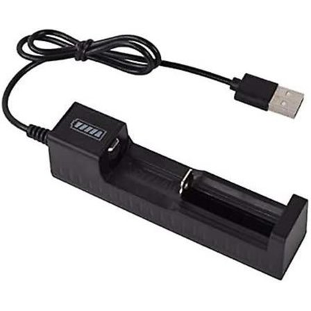 3.7v Lithium Batteri USB Oplader Blændende Lommelygte Tilbehør, sort